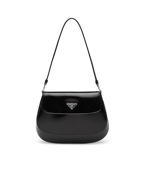 black prada cleo brushed leather mini bag|Prada flap bag.